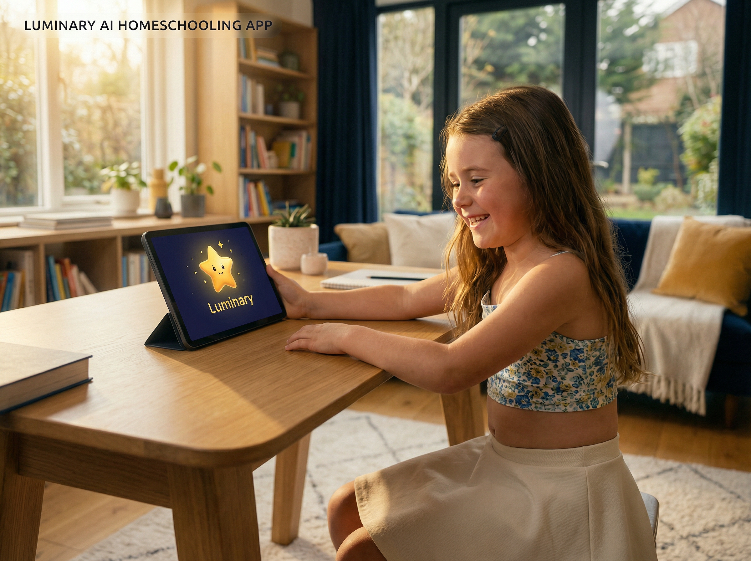 Child learning with Lumi on a tablet